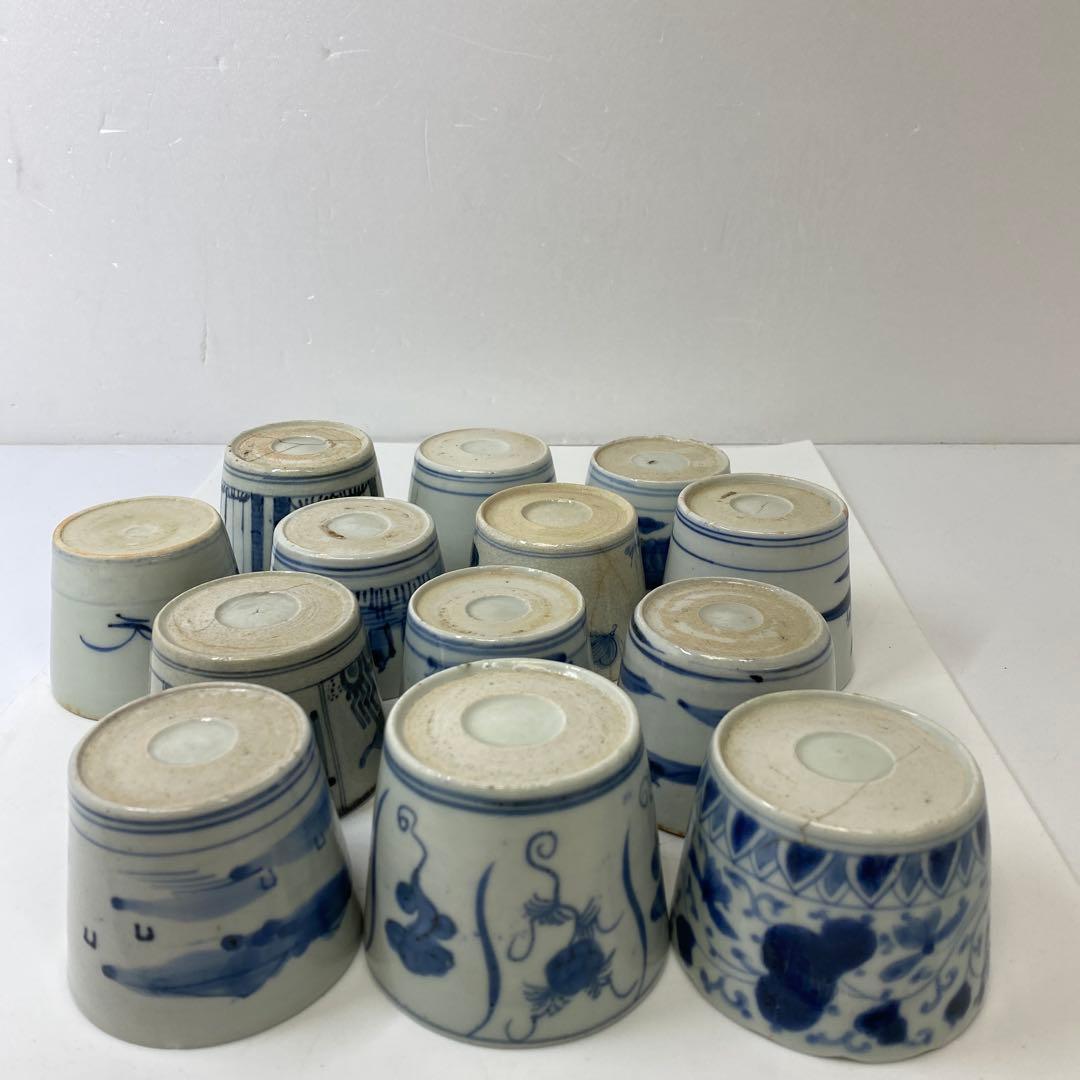 古伊万里　染付蕎麦猪口　13客　東さ7-0409②