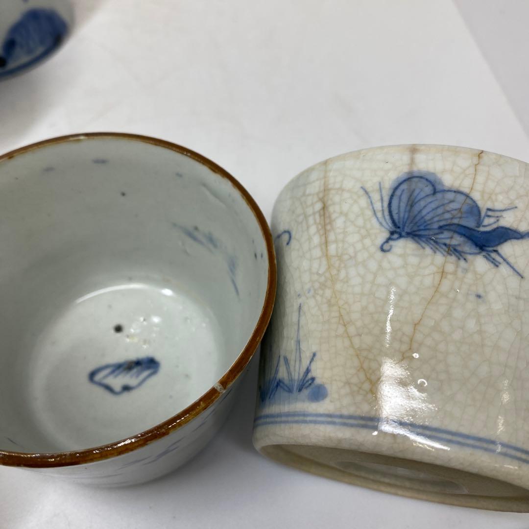 古伊万里　染付蕎麦猪口　13客　東さ7-0409②