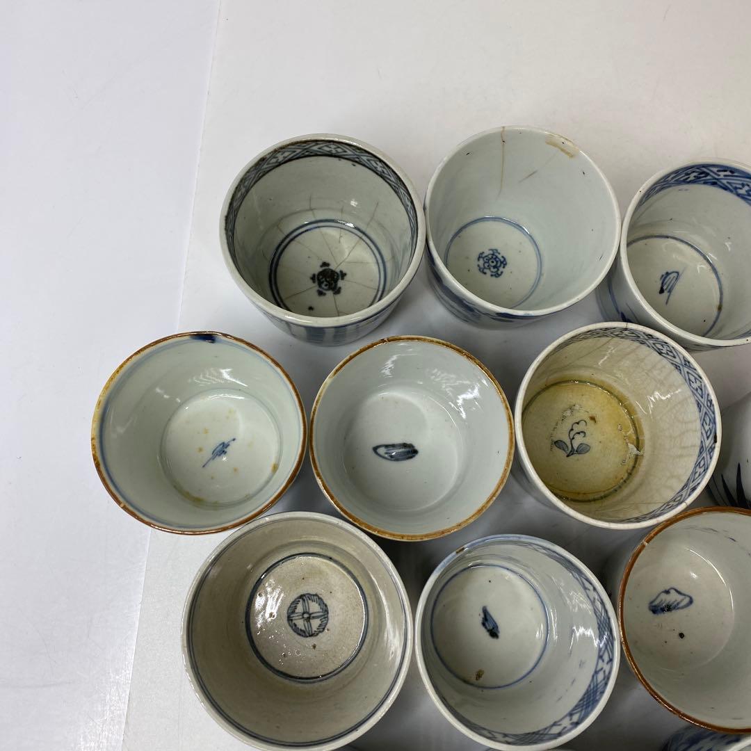 古伊万里　染付蕎麦猪口　13客　東さ7-0409②