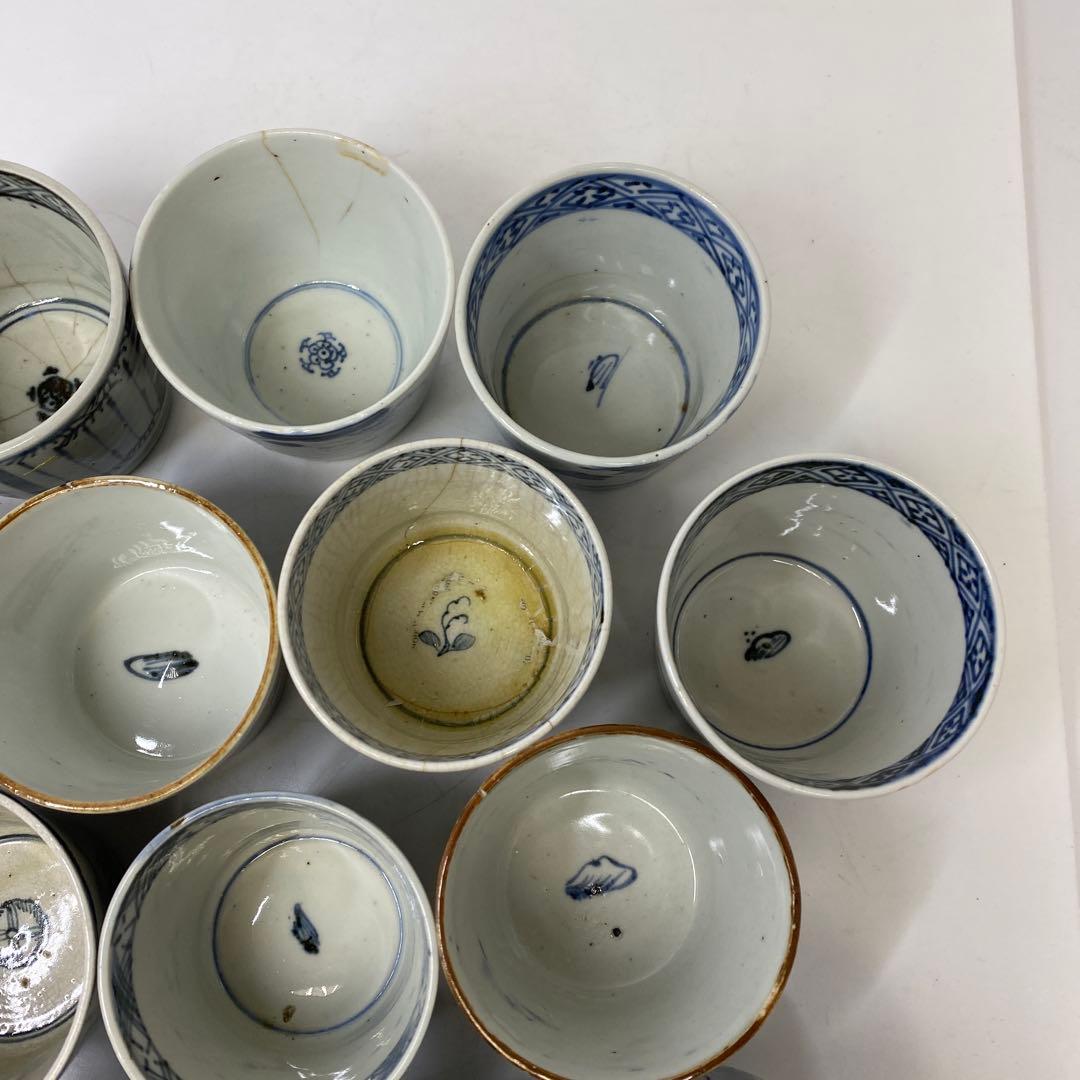 古伊万里　染付蕎麦猪口　13客　東さ7-0409②