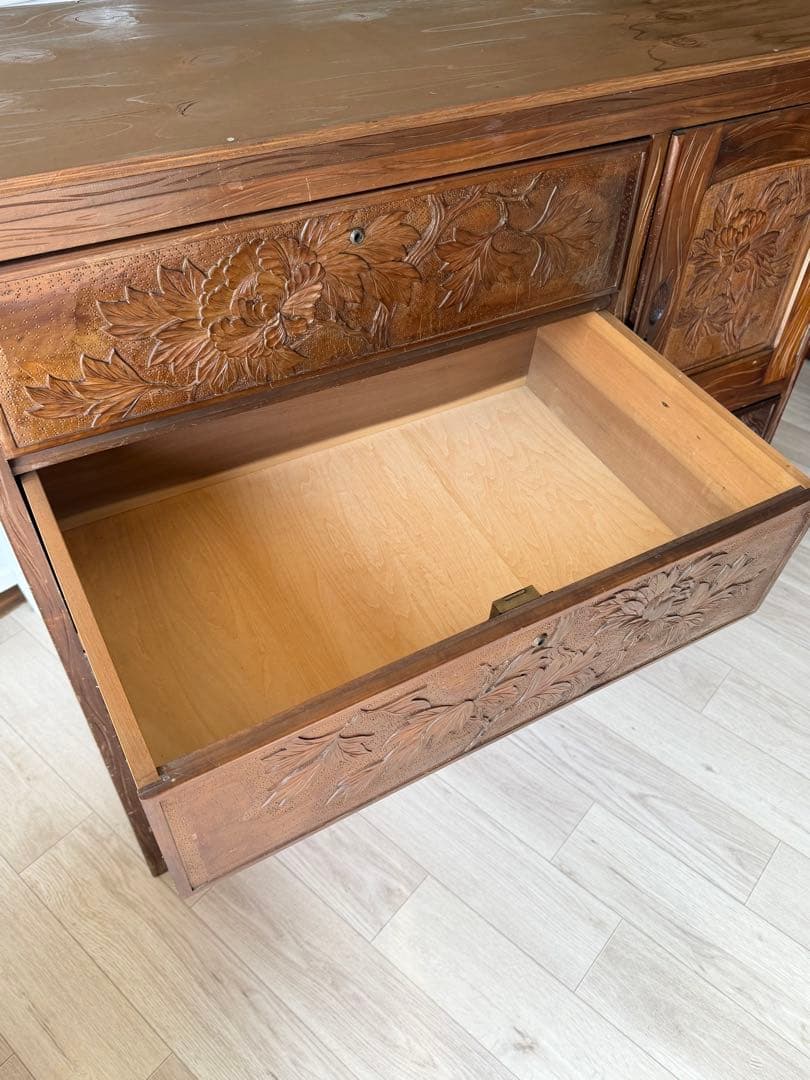 最終値下げ! 伝統工芸品 軽井沢彫 サイドボード アンティーク リメイク