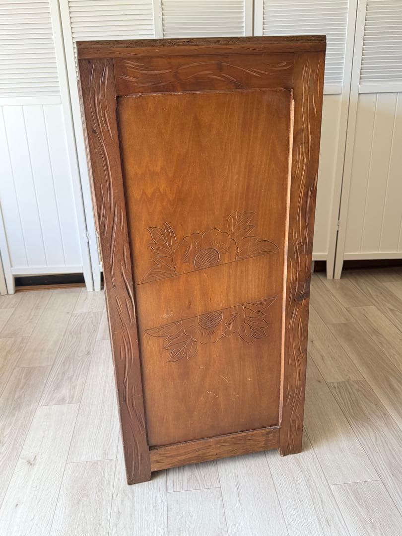 最終値下げ! 伝統工芸品 軽井沢彫 サイドボード アンティーク リメイク