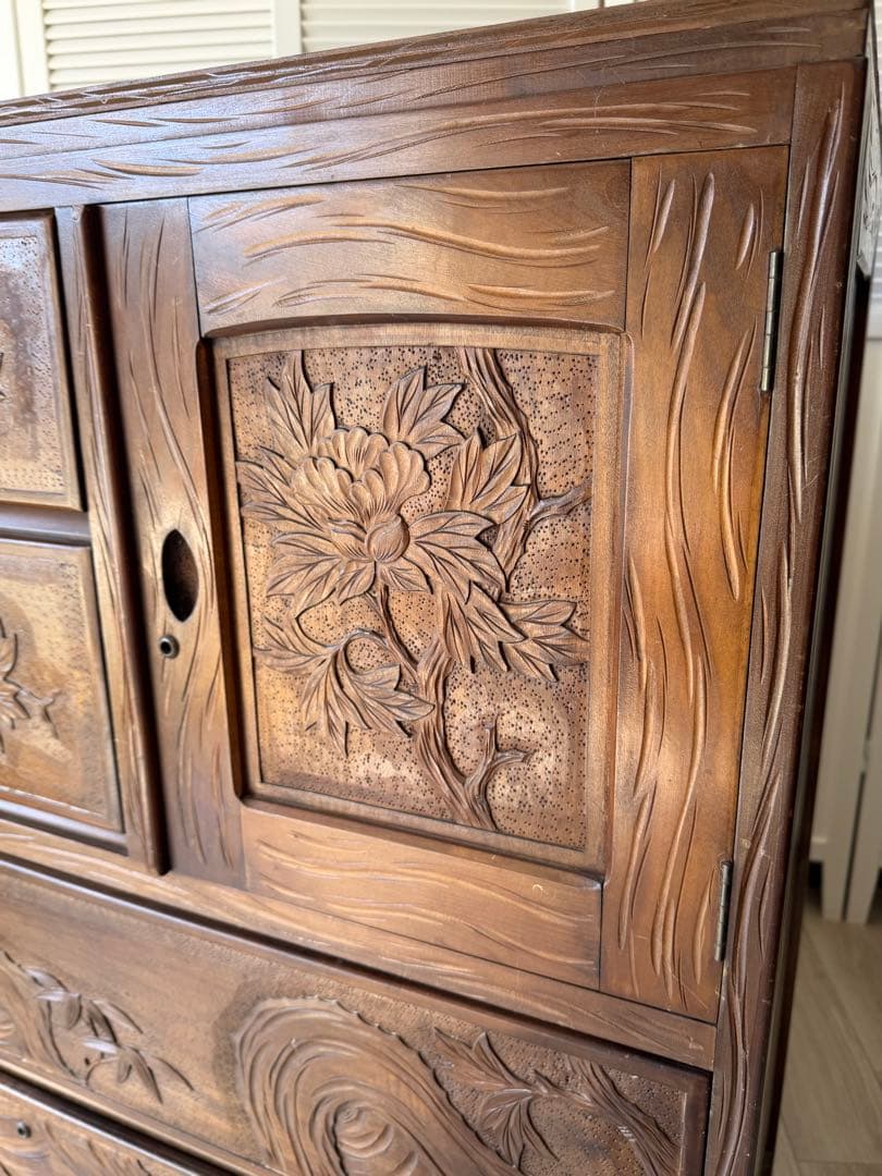 最終値下げ! 伝統工芸品 軽井沢彫 サイドボード アンティーク リメイク