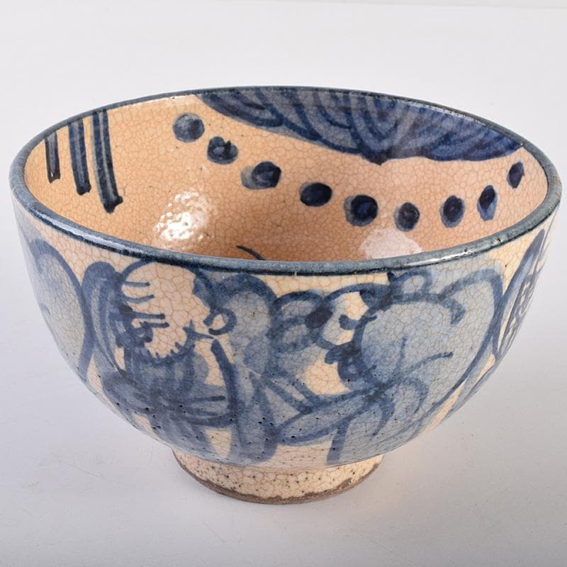 茶道具　聾米造　青木木米作　群仙文茶碗　仕覆付　共箱　V　R7598