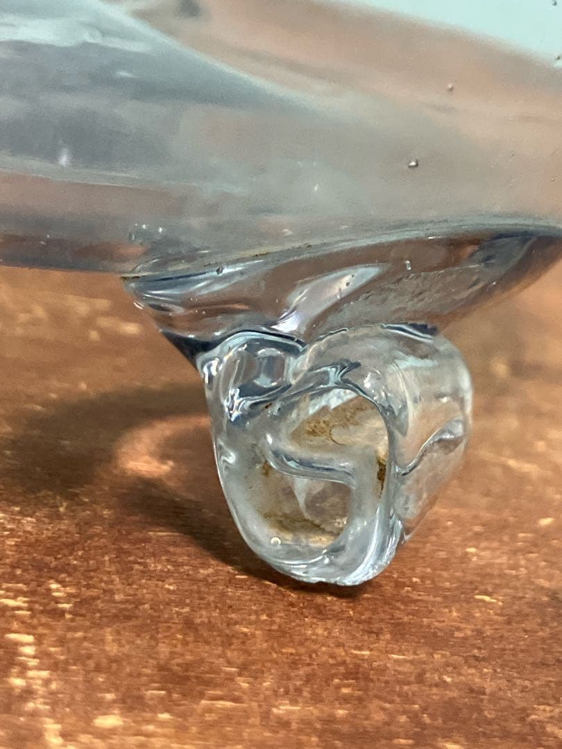 大正時代の吹きガラス製三つ脚金魚鉢◇レトロガラス◇和ガラス◇古ガラス◇古道具