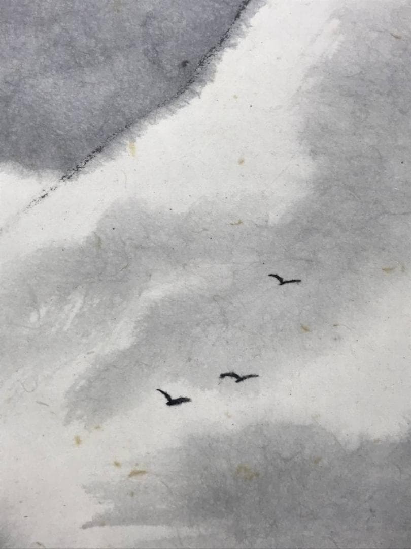 真作/小川鴻城/寒山帰樵図/山水図/山水人物図/掛軸☆宝船☆AE-344