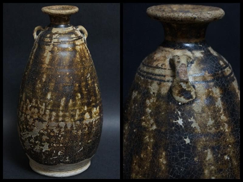 茶道具 宋胡禄 耳付花入宋古録 宗伴書付 共箱★時代物★茶事 茶道具