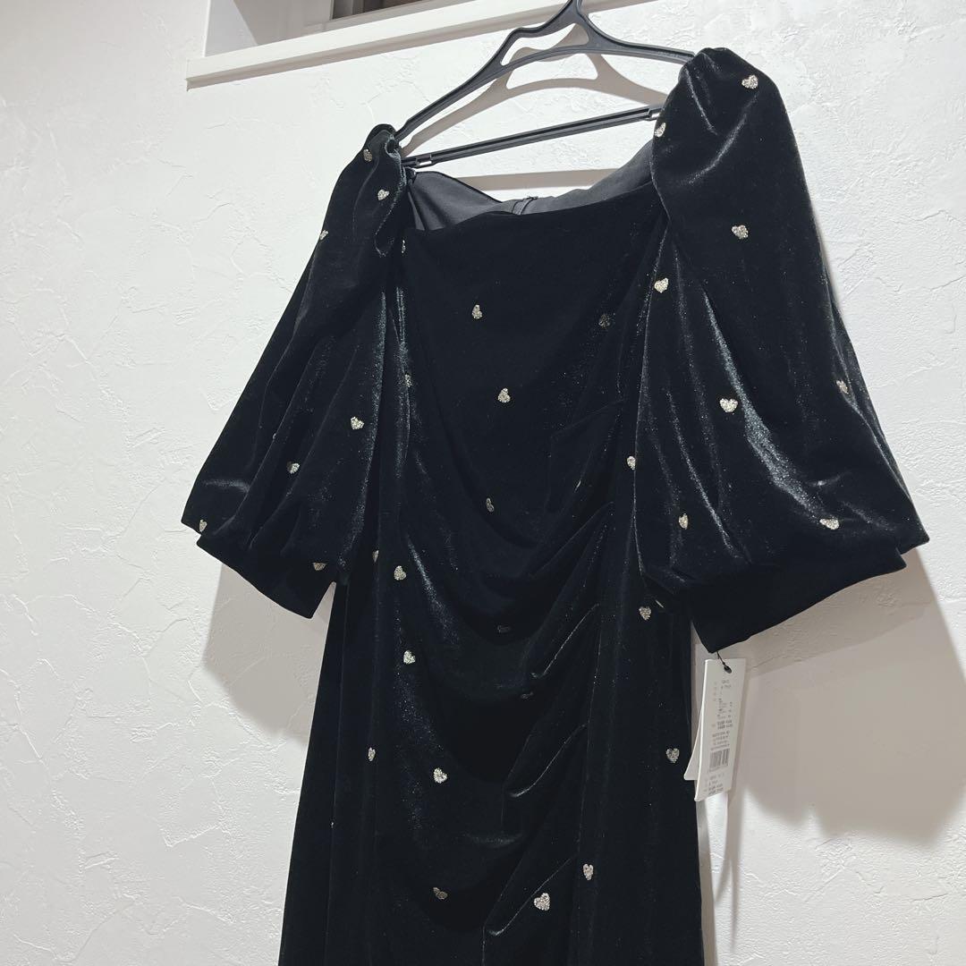 【新品タグ付き】スイートハートベロアドレス 試着のみ Lサイズ ブラック