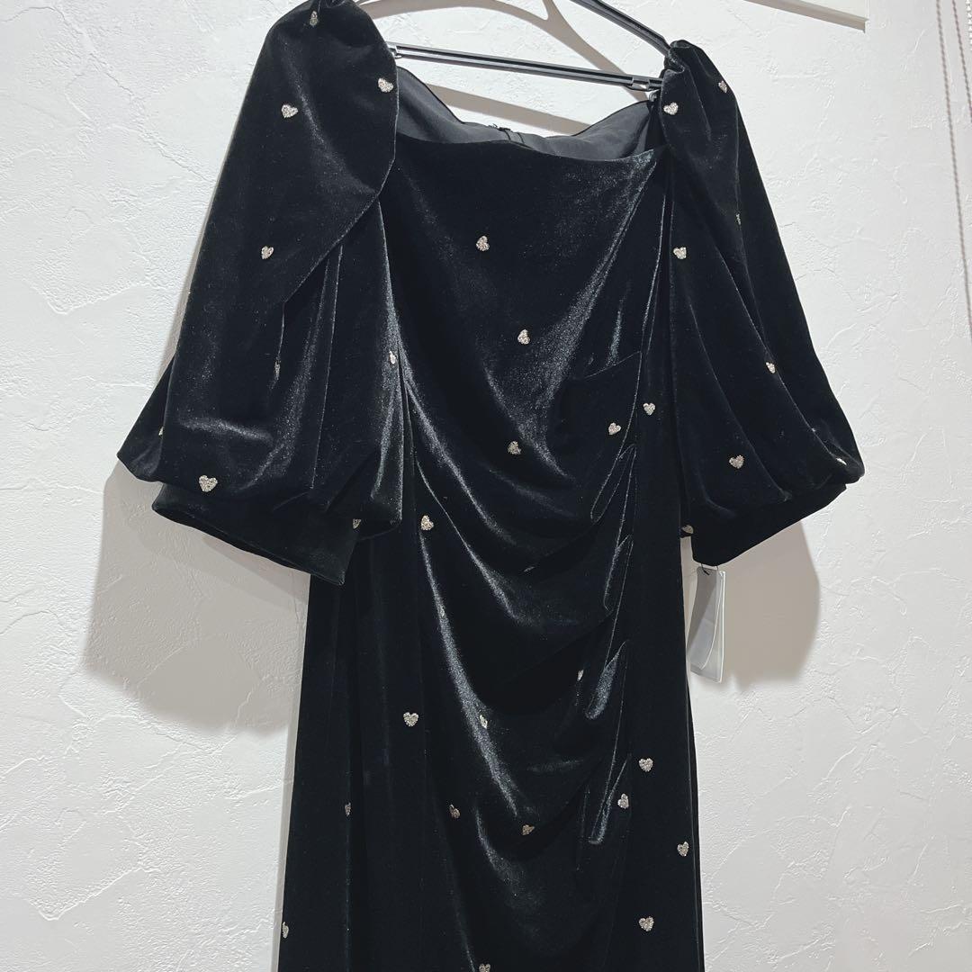 【新品タグ付き】スイートハートベロアドレス 試着のみ Lサイズ ブラック