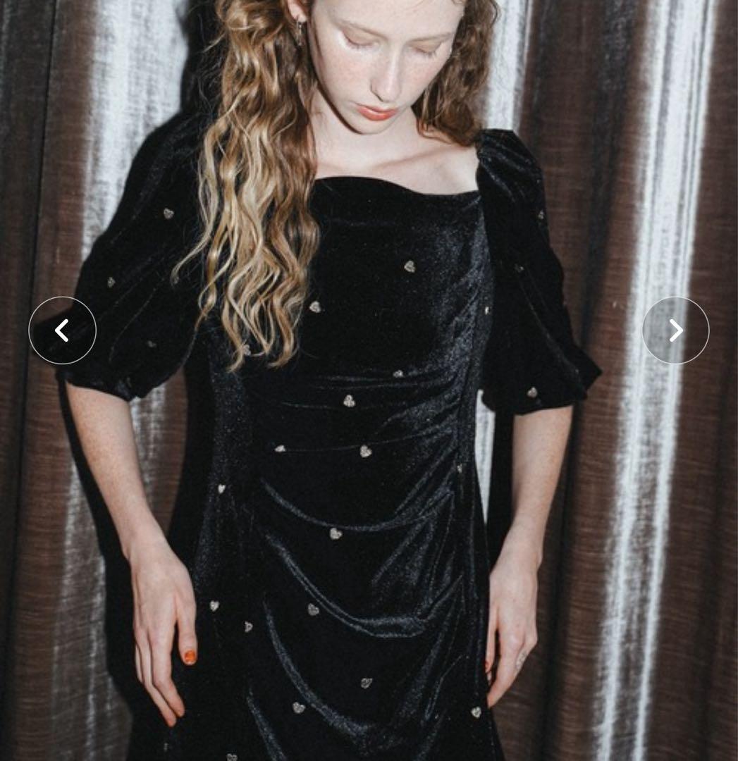 【新品タグ付き】スイートハートベロアドレス 試着のみ Lサイズ ブラック