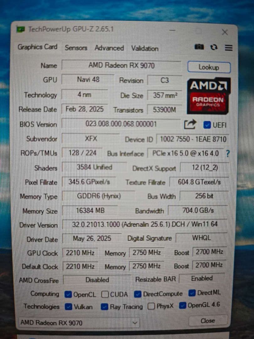 グラフィックボード・グラボ・ビデオカード AMD Radeon RX9070