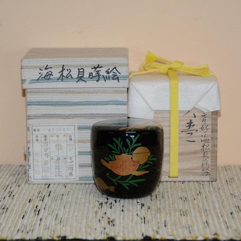 茶道具　棗　而妙斎好海松貝蒔絵大棗　美品　山中塗　熊谷秀穂　送料込み