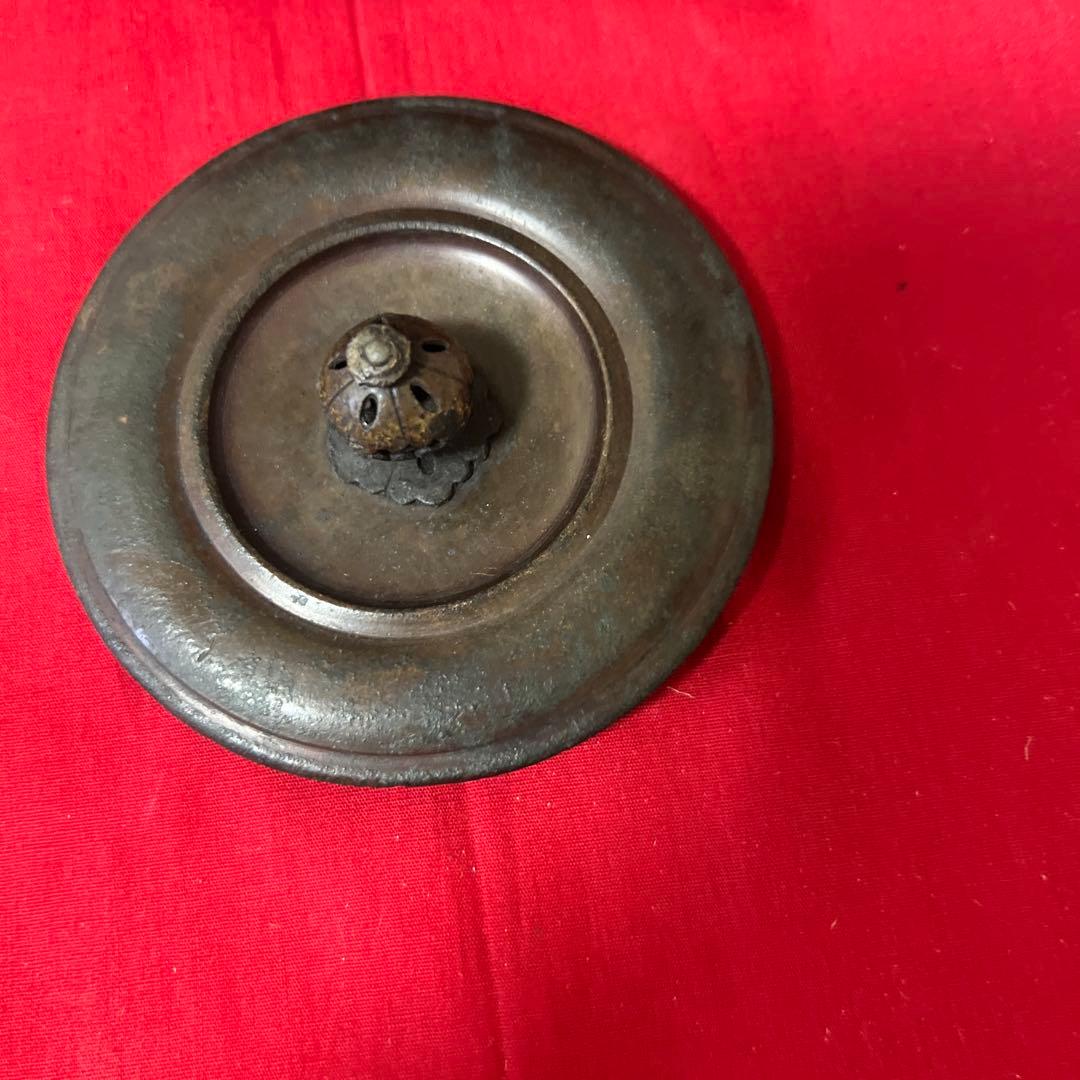 江戸時代　小ぶり650cc 棗形　鉄瓶　斑紫銅蓋龍文堂　煎茶　急須 古美術