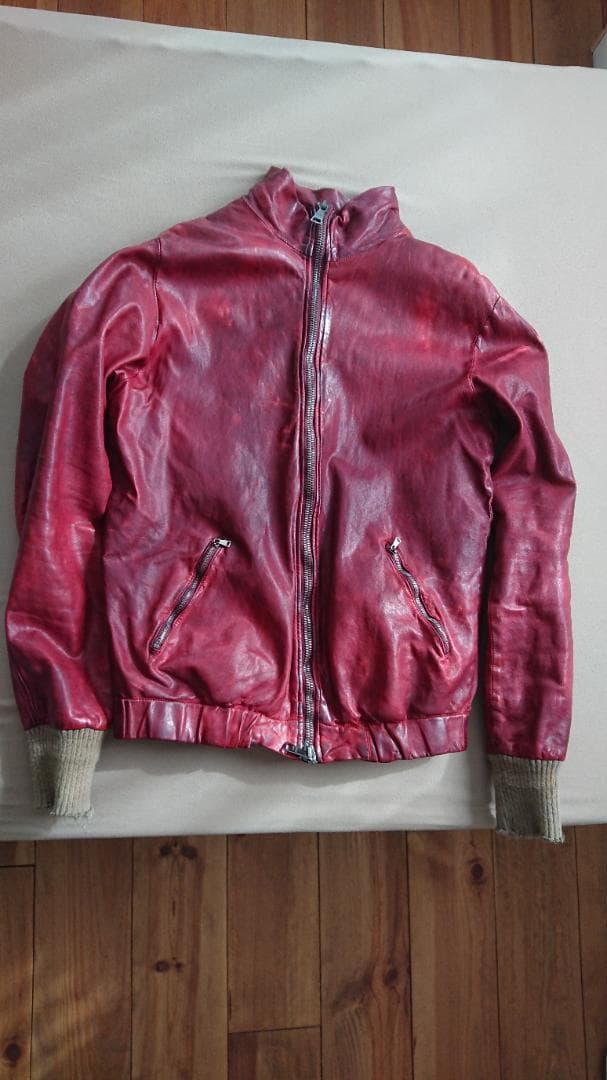 Giorgio Brato 赤 レザー シングルライダースジャケット