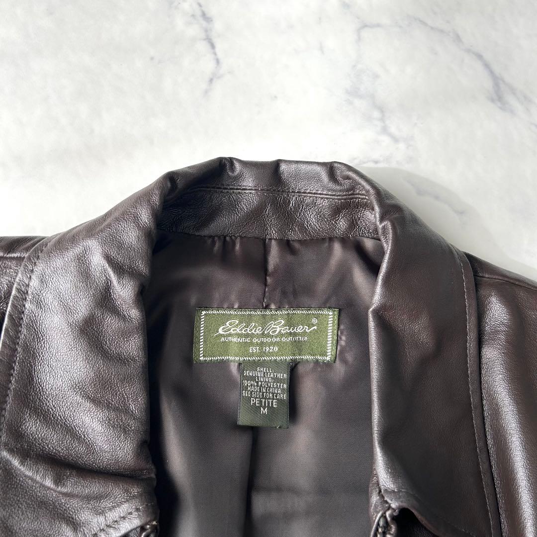 美品✨　エディーバウアー　レザージャケット　シングルライダース　本革　ブラウン