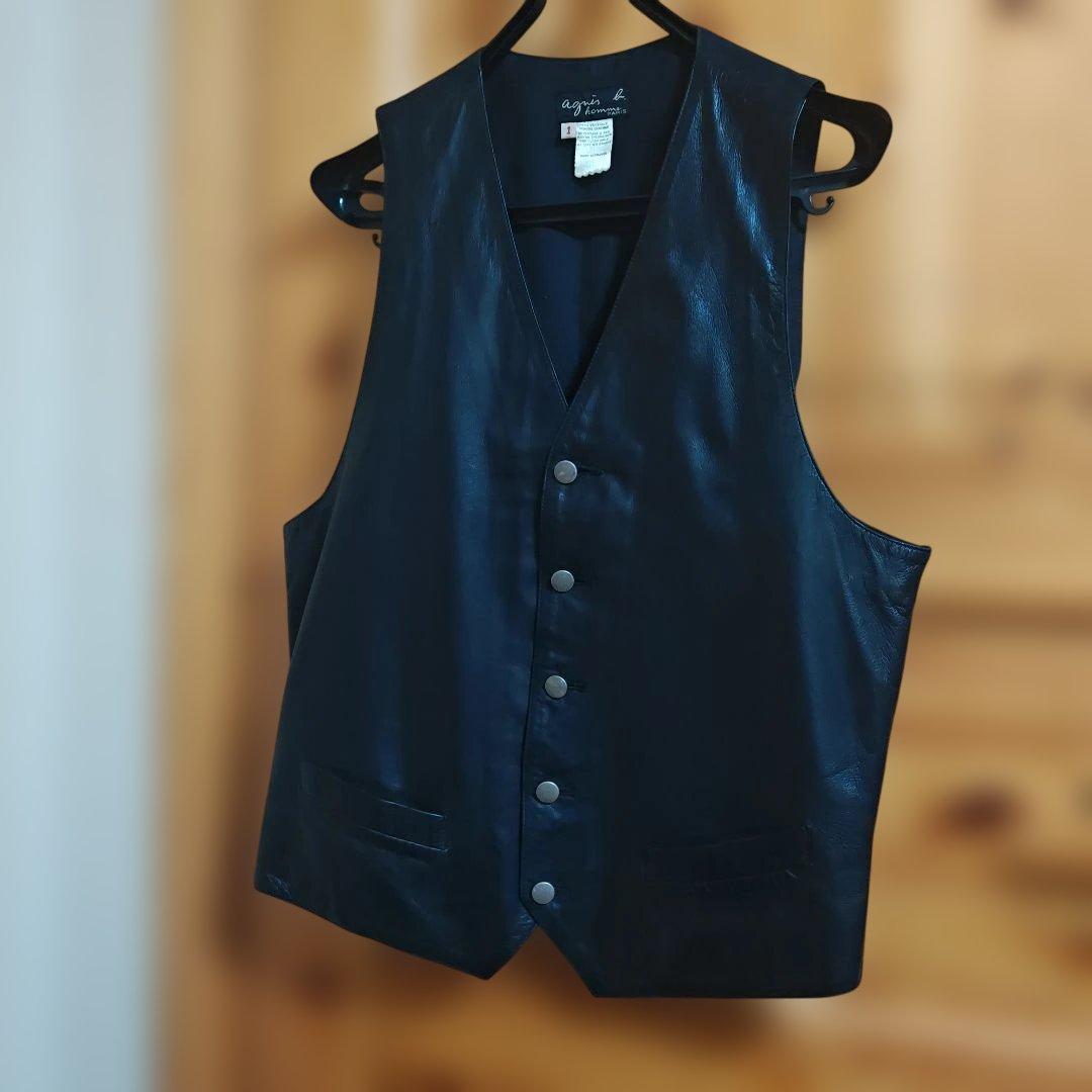 【希少】agnès b アニエスベー オム レザー ベスト FRANCE