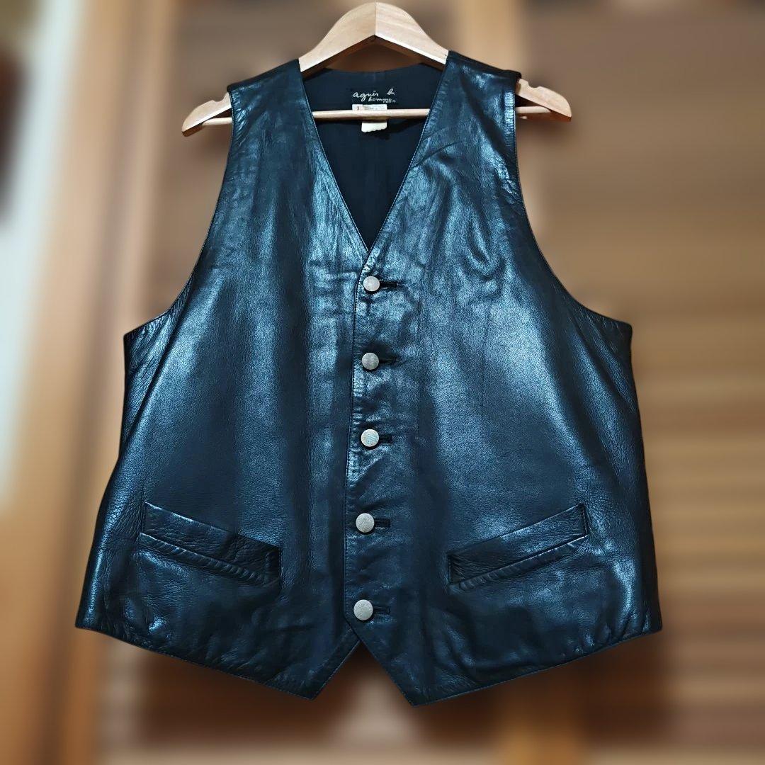 【希少】agnès b アニエスベー オム レザー ベスト FRANCE