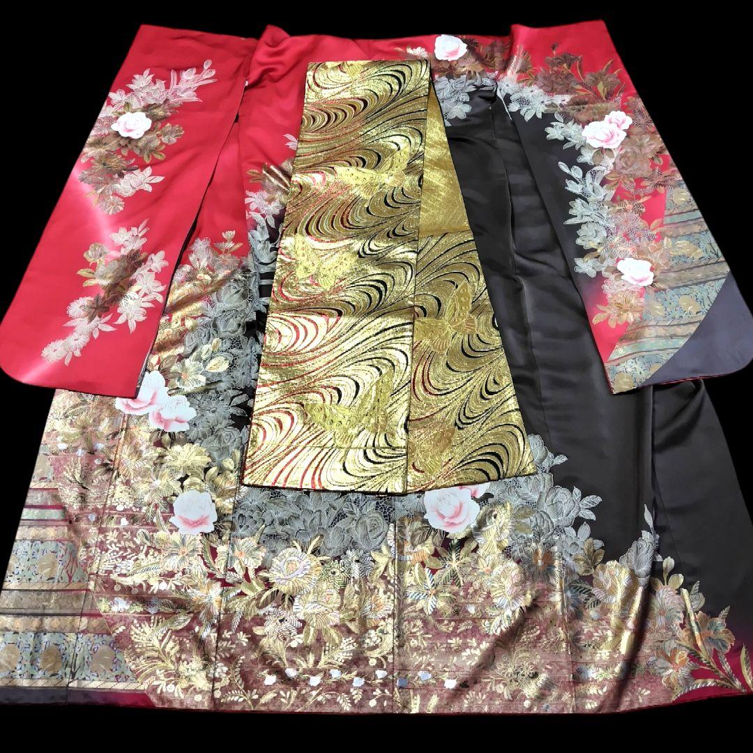 振袖フルセット(8点)・成人式・金銀彩加工・薔薇・モダン・逸品