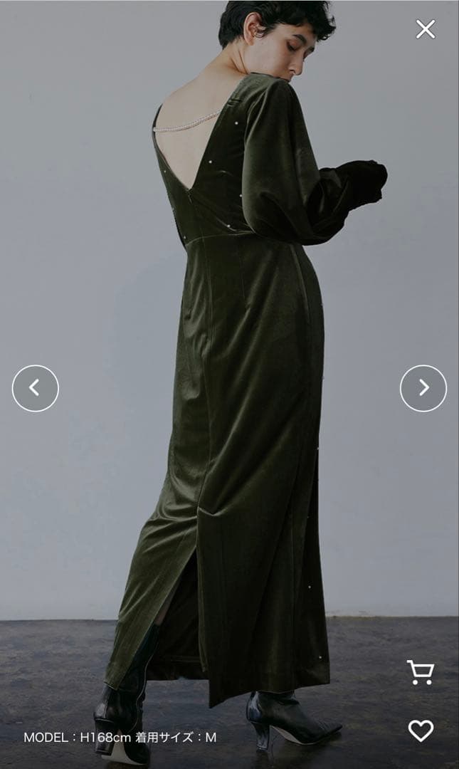 Ameri 美品 BACK OPEN PEARL VELOUR DRESS