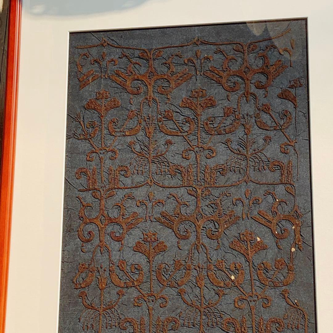 漢代　刺繍画　鳥草紋　中国　骨董品　古美術　古代シルク　絹　絵画