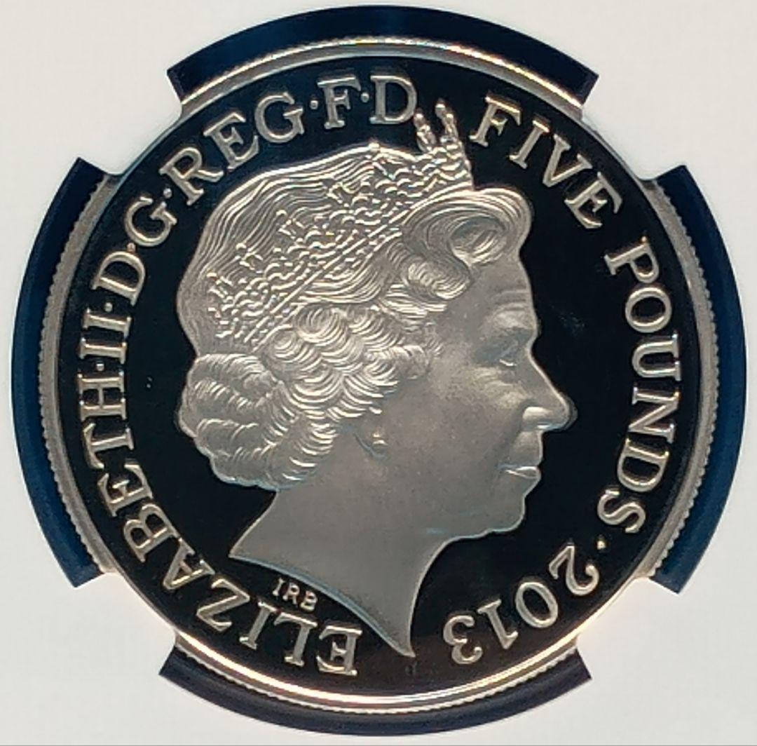 2013 エリザベス女王 戴冠60周年記念 5ポンド 銀貨 NGC PF69UC