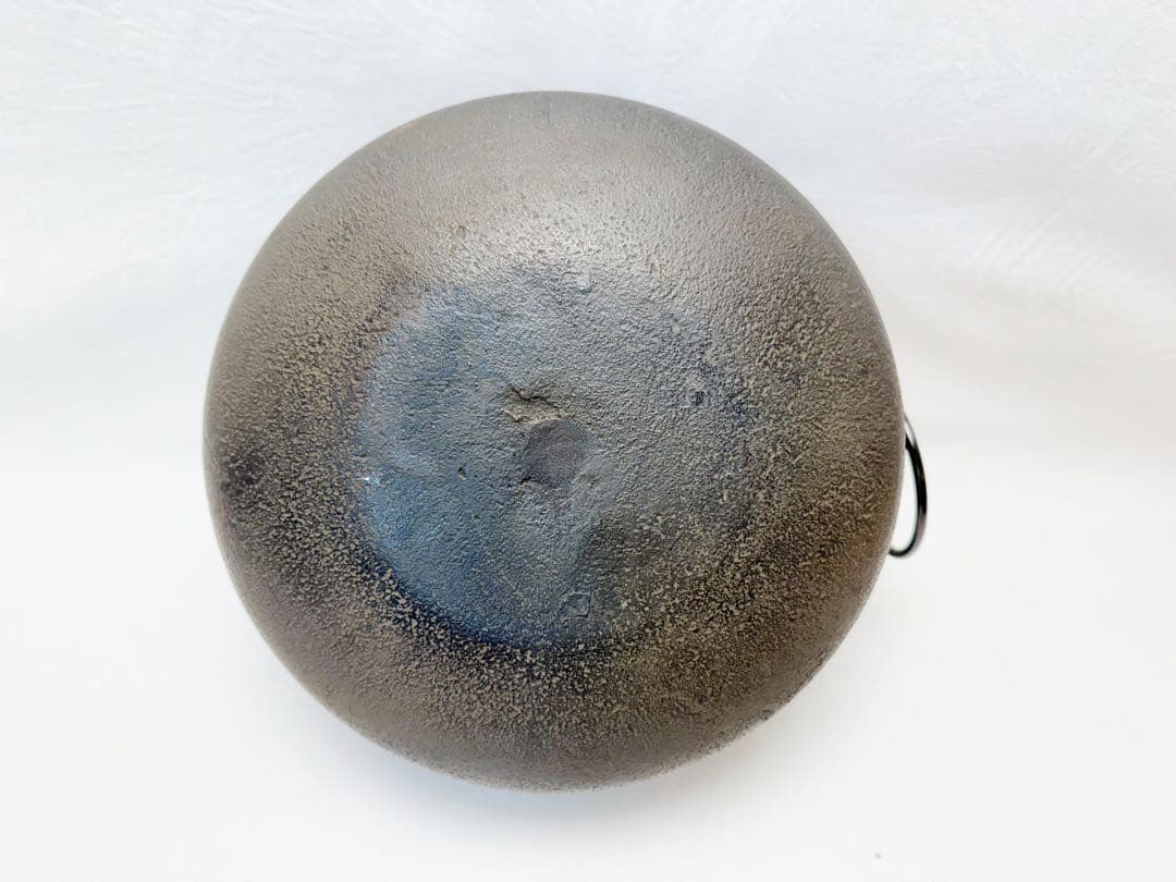 未使用 茶道具 釜師 道彦造 銀摘み 阿弥陀堂釜 鉄釜 共布 共箱