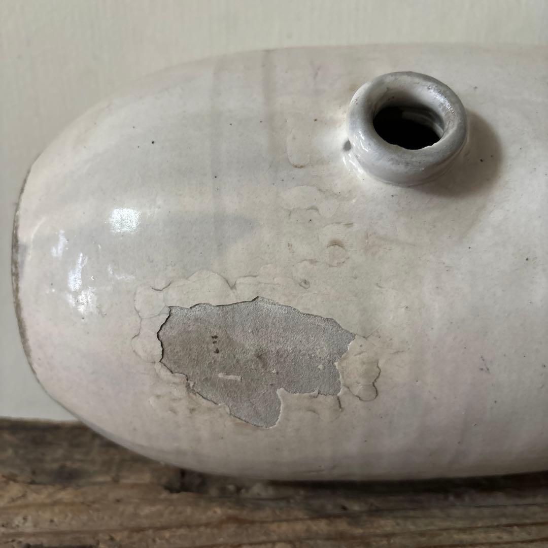 古民藝　平清水焼　灰白釉掛　古道具　アンティーク　花器　骨董　古陶磁　検:李朝