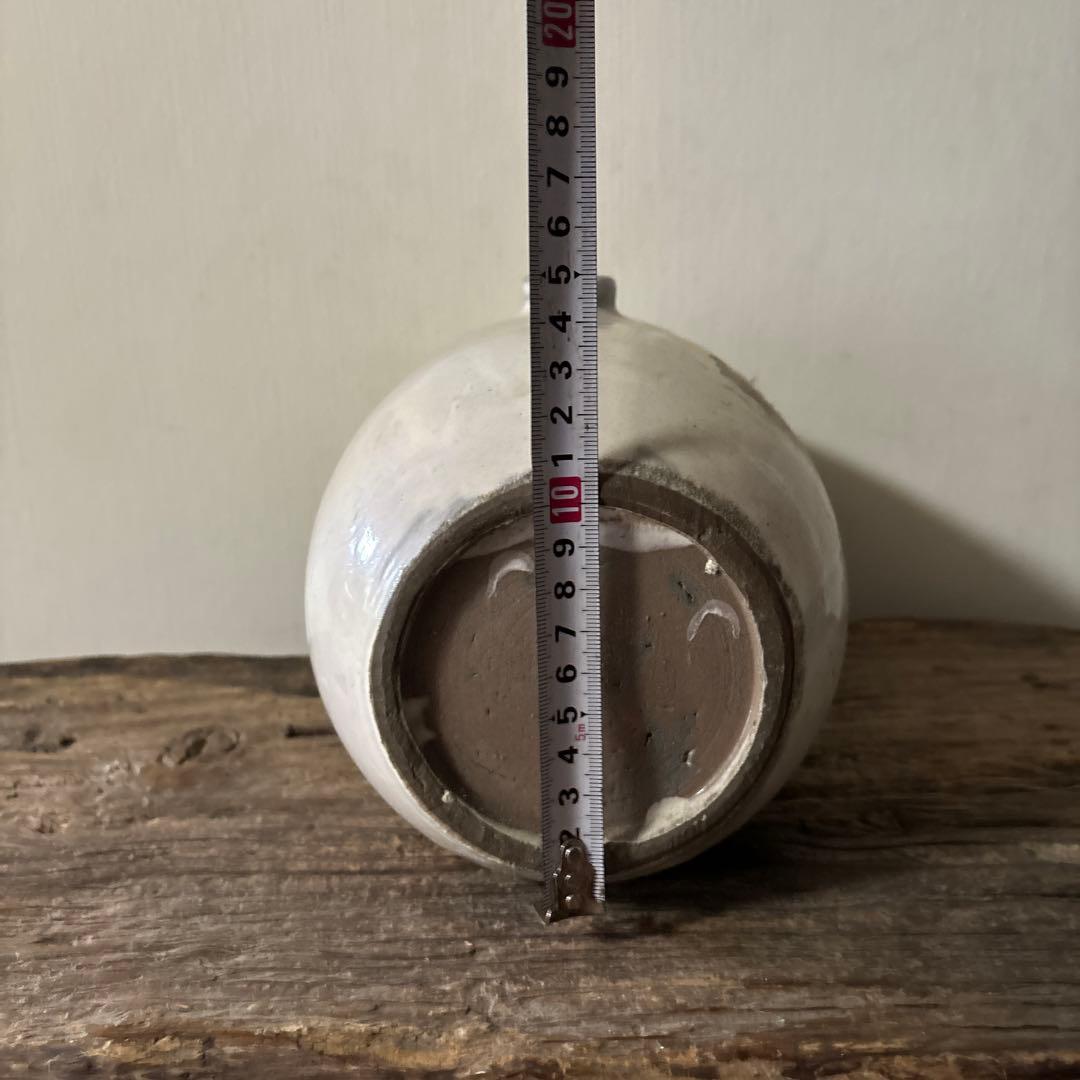 古民藝　平清水焼　灰白釉掛　古道具　アンティーク　花器　骨董　古陶磁　検:李朝