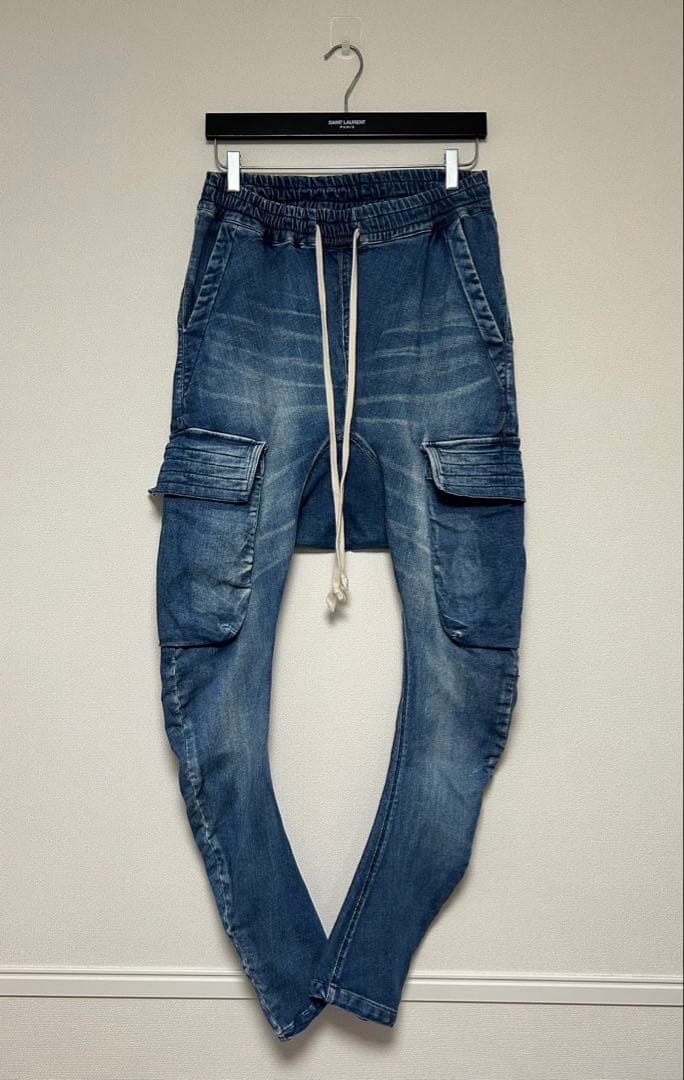 A.F ARTEFACT/デニムサルエルスキニーロングパンツ/size2/ブルー