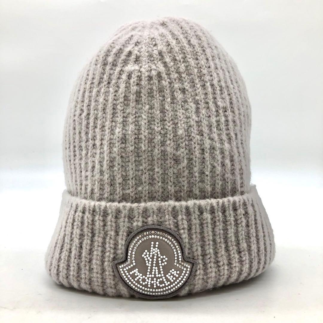 【近年モデル 新品】 MONCLER ニット帽 クリスタル マグリア グレー