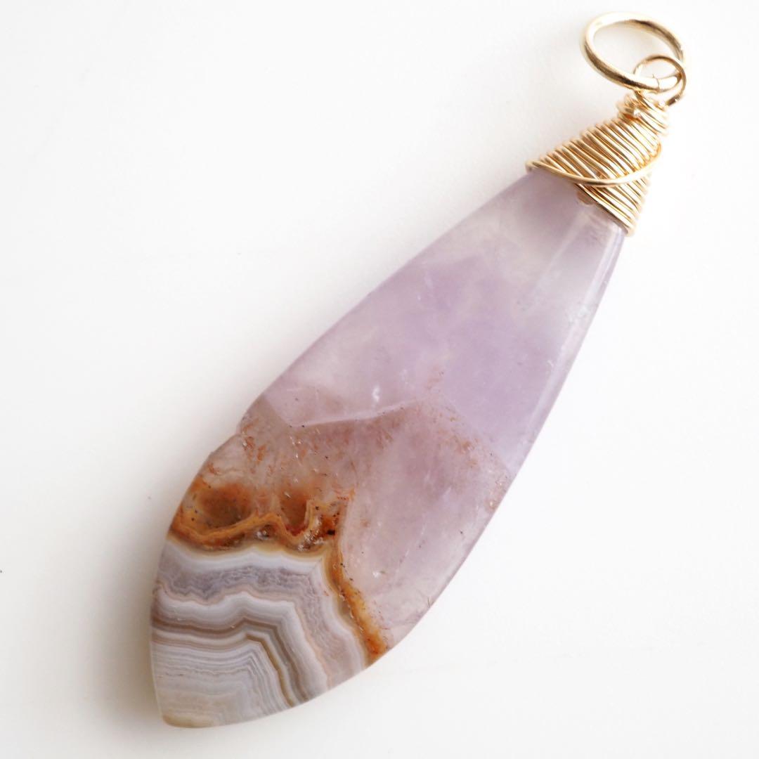 【blue.ks】No.3 アメジスト&クレイジーレースアゲート共生トップ