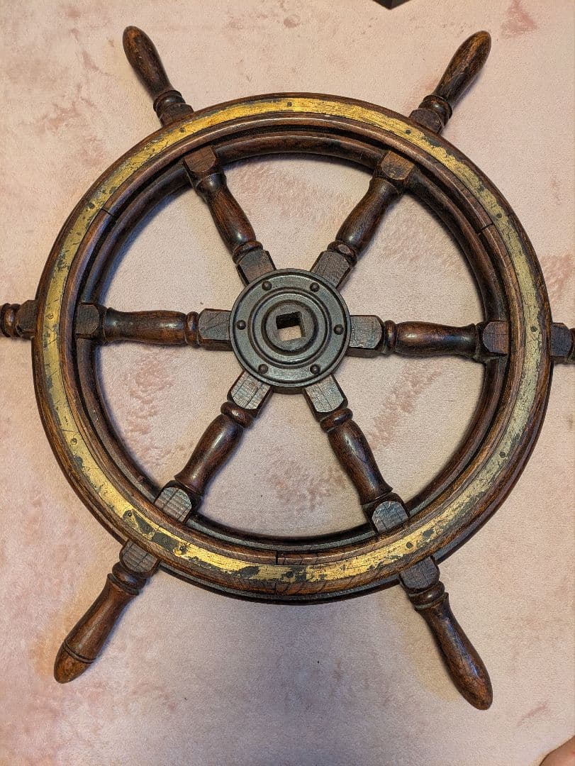 アンティーク　船舵　ビンテージ　ハンドル　木製