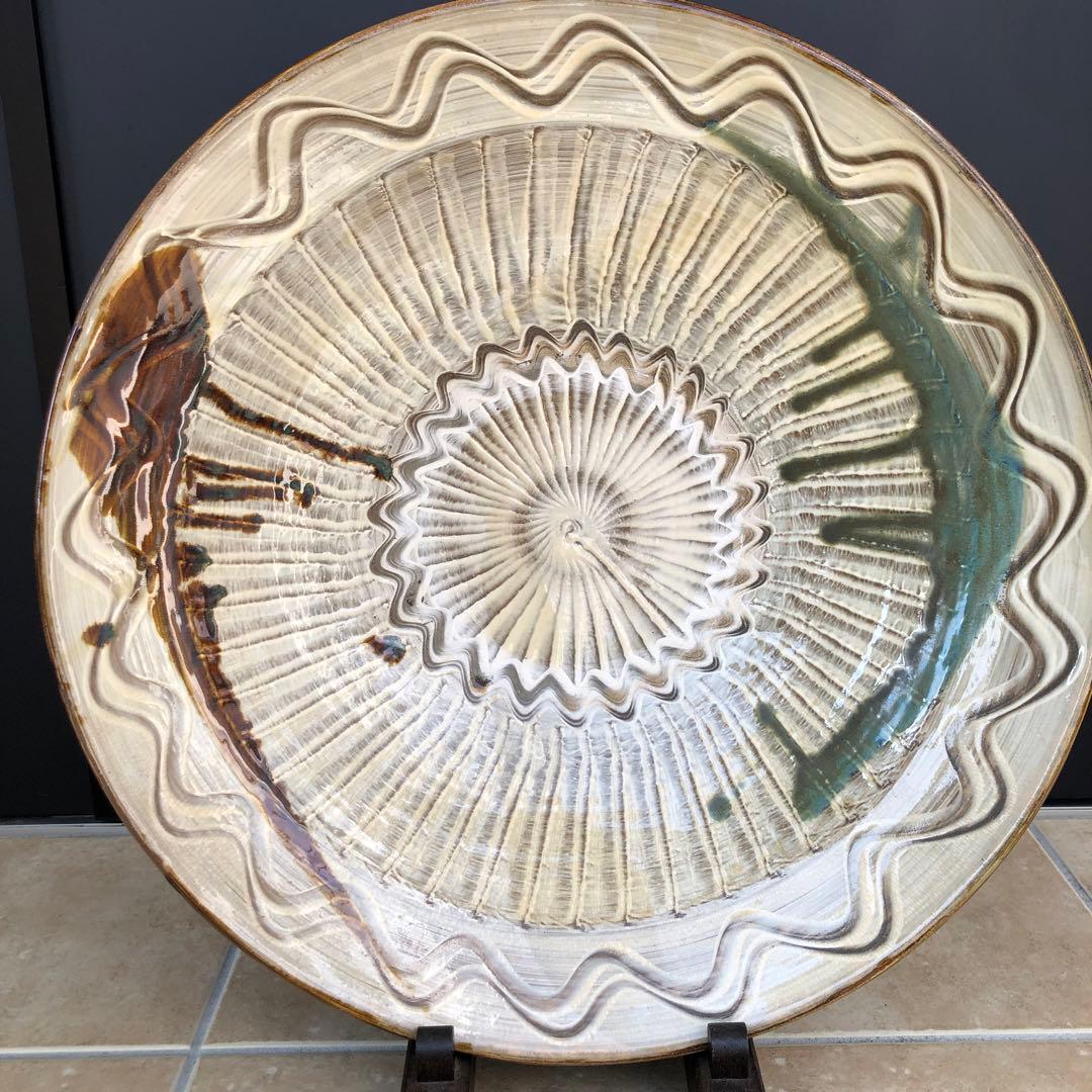 小鹿田焼　特大皿　陶芸