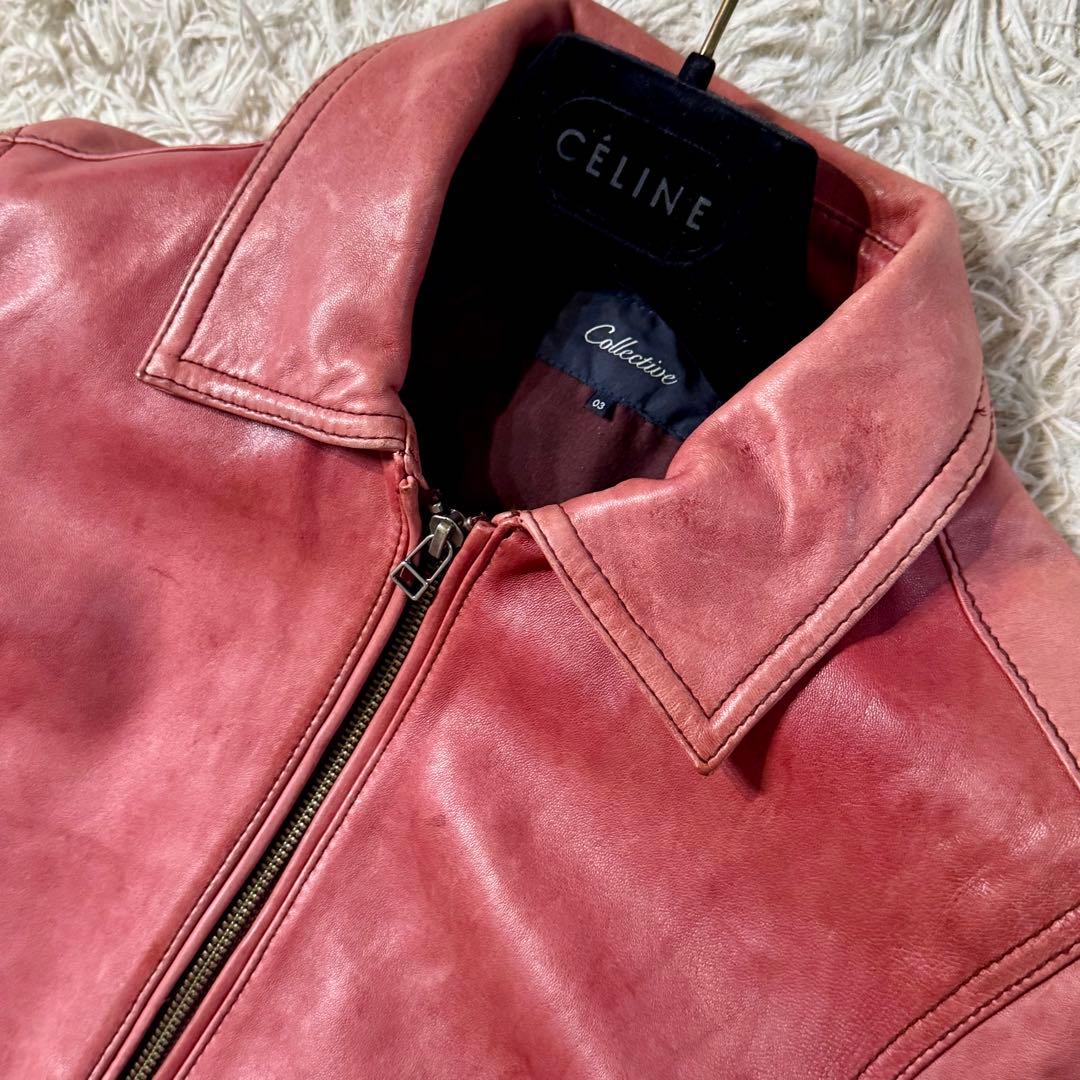 【希少】コレクティブ　ラムレザー　シングルライダース　ジャケット　レッド