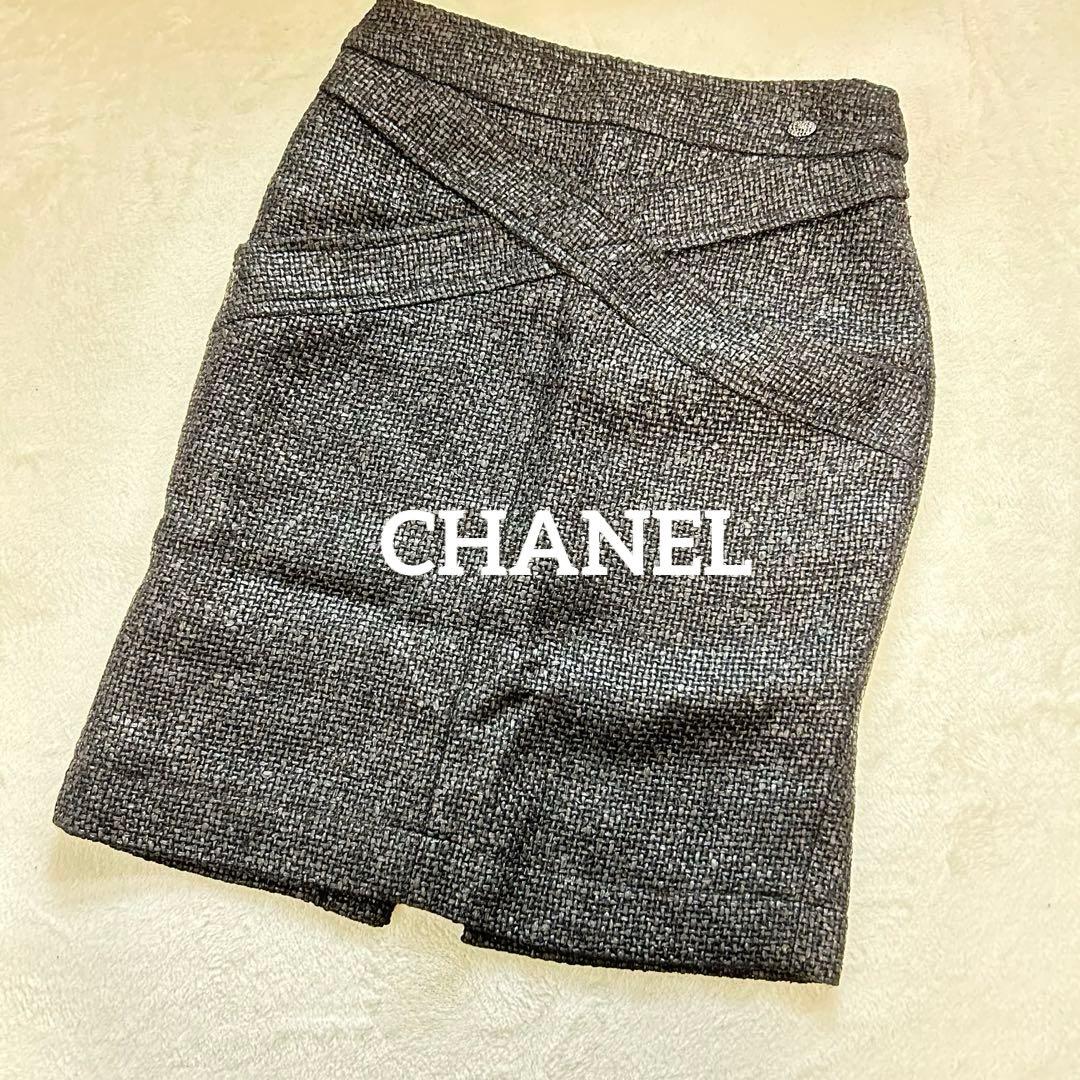 CHANEL シャネル ココマーク ウール×ポリウレタン スカート サイズ38