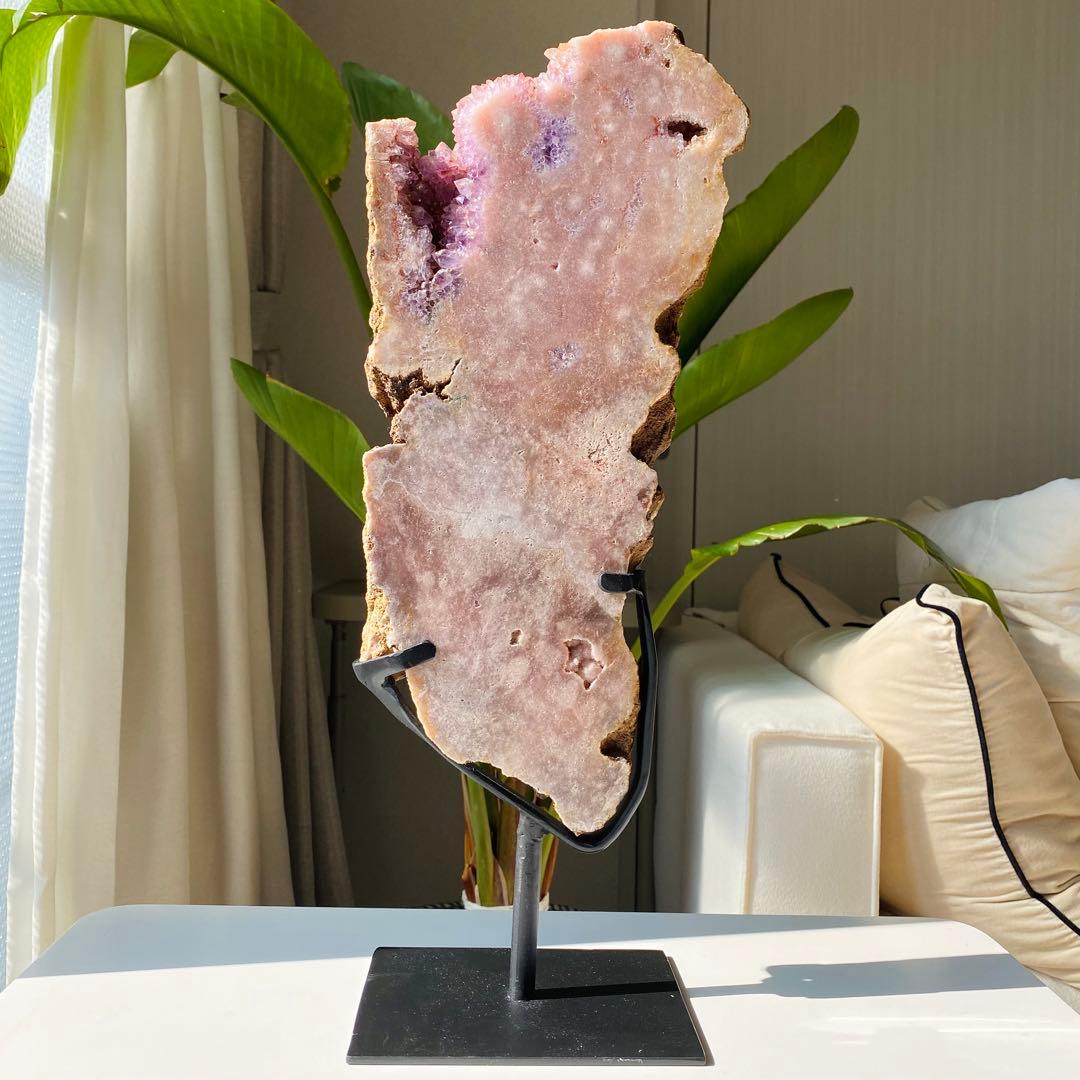 ★★★破格特価【 特大 ピンクアメジスト 原石 スラブ 約3.6kg スタンド