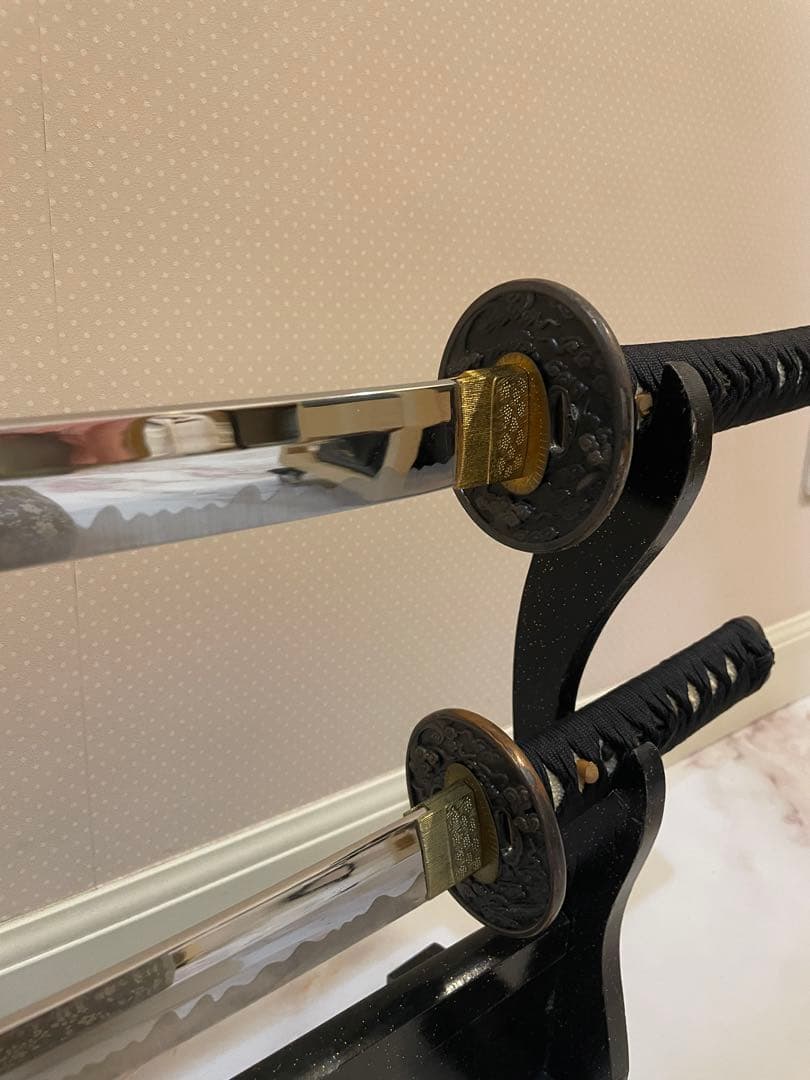 模造刀 日本刀 脇差 太刀 鹿角型刀置き 3点セット 本差 鍔 武士 侍刀 置物