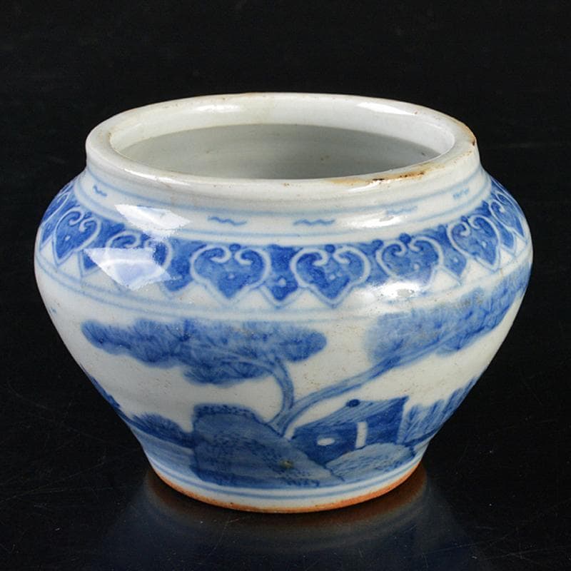 中国　青花山水人物文　小壷　C　R6412E