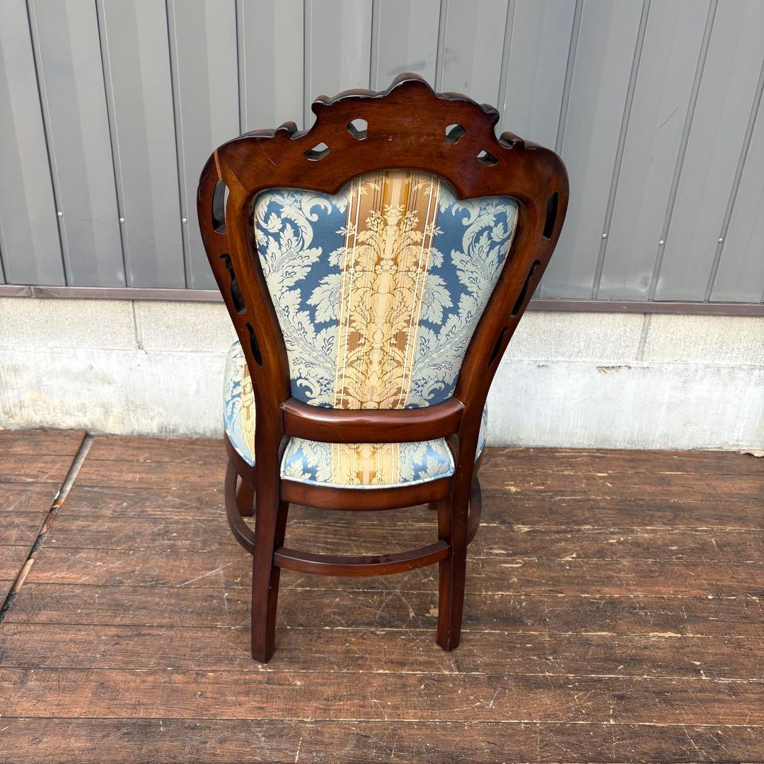 ①ビクトリアン装飾 花柄 木製ダイニングチェア 姫系 イタリア家具 アンティーク
