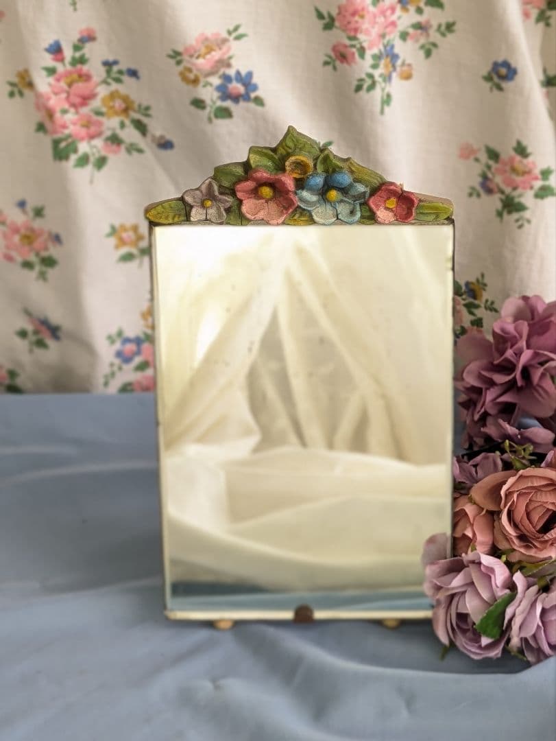 イギリス アンティーク バーボラミラー 卓上ミラー