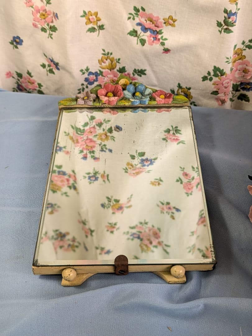 イギリス アンティーク バーボラミラー 卓上ミラー