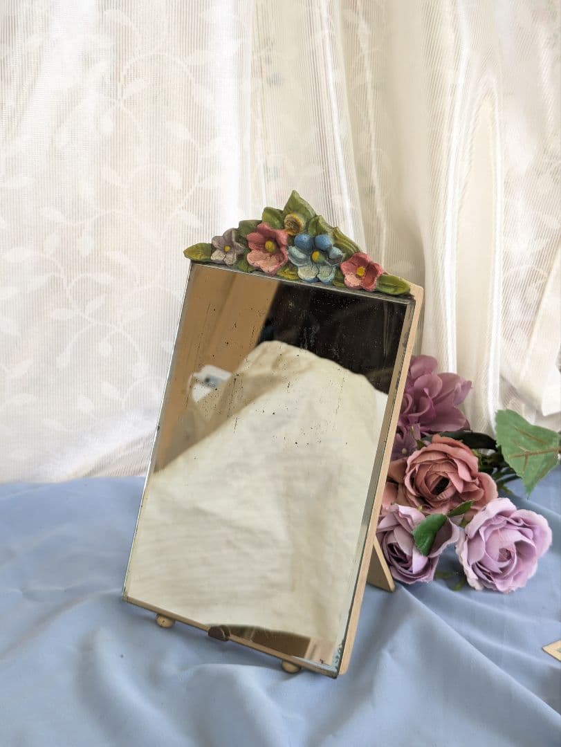 イギリス アンティーク バーボラミラー 卓上ミラー