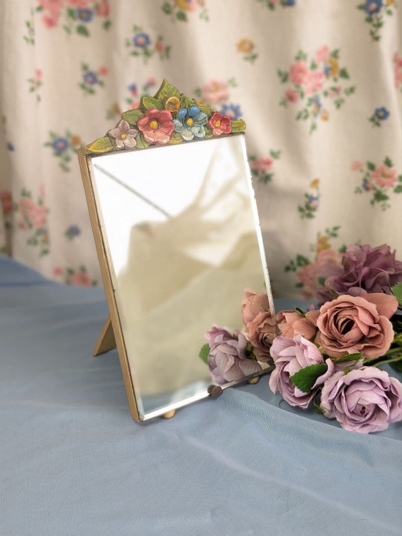 イギリス アンティーク バーボラミラー 卓上ミラー