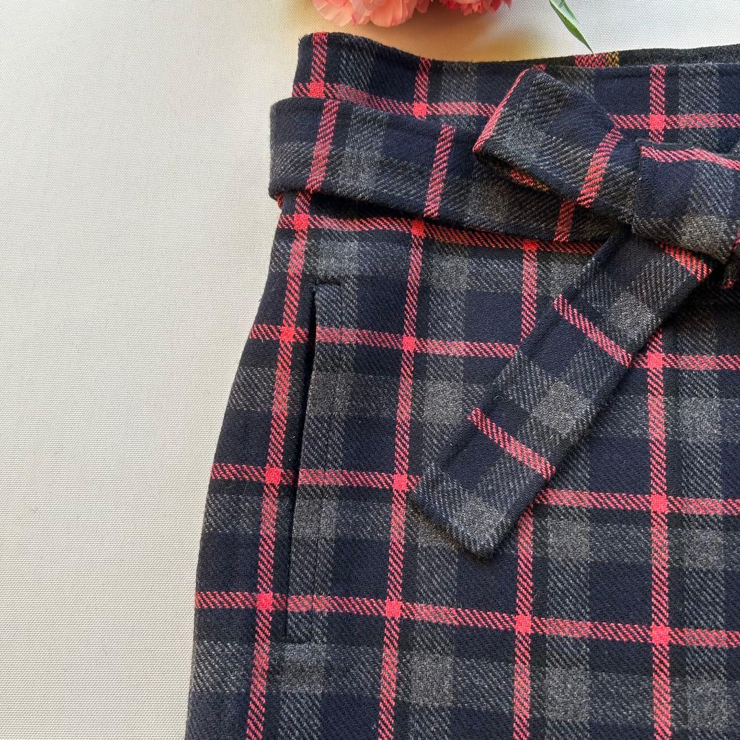 極美品　ドゥロワー　2way リバーシブル　チェック柄スカート　巻きスカート