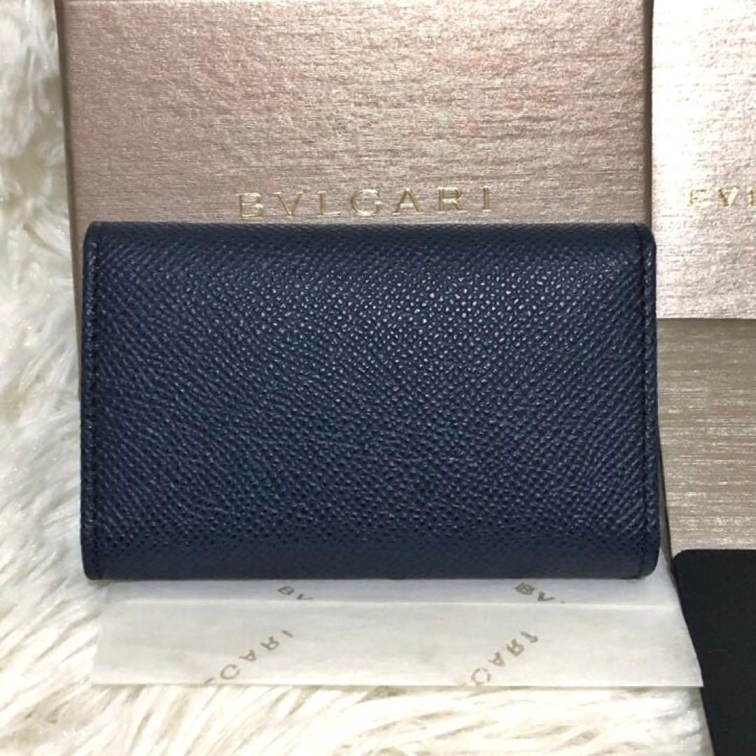 未使用✨ブルガリ グレイン カーブレザー 6連キーケース デニム サファイア