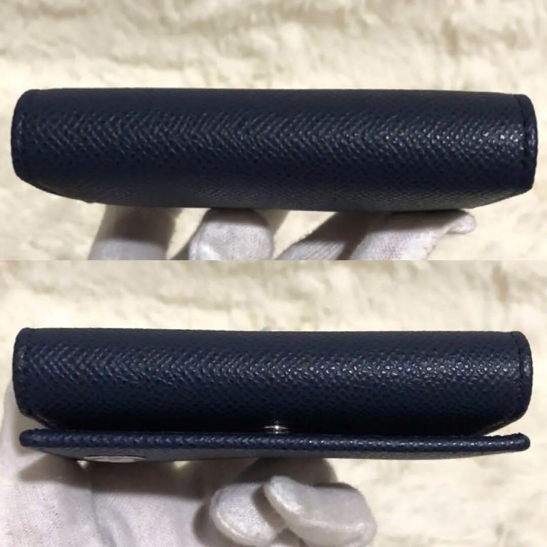 未使用✨ブルガリ グレイン カーブレザー 6連キーケース デニム サファイア