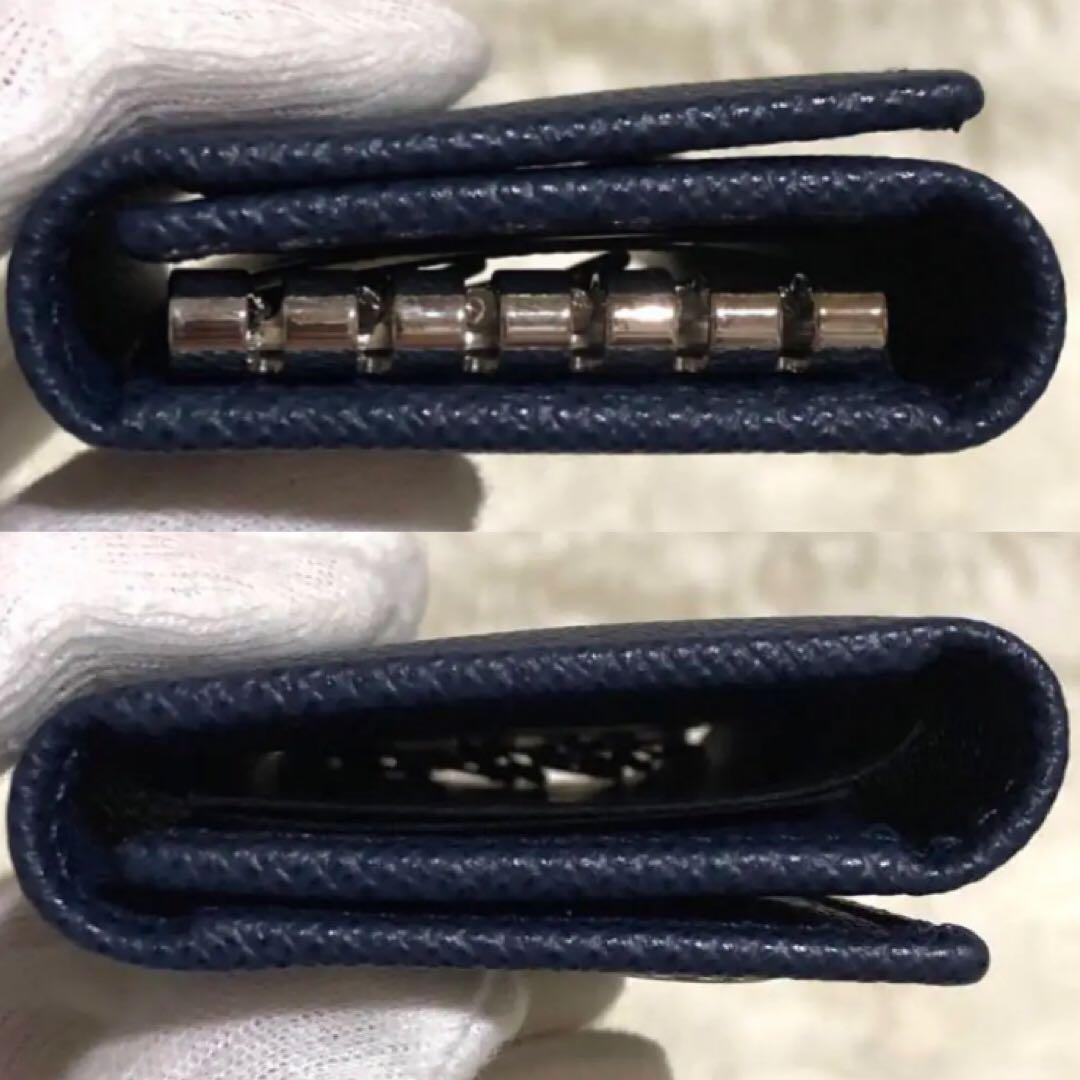 未使用✨ブルガリ グレイン カーブレザー 6連キーケース デニム サファイア