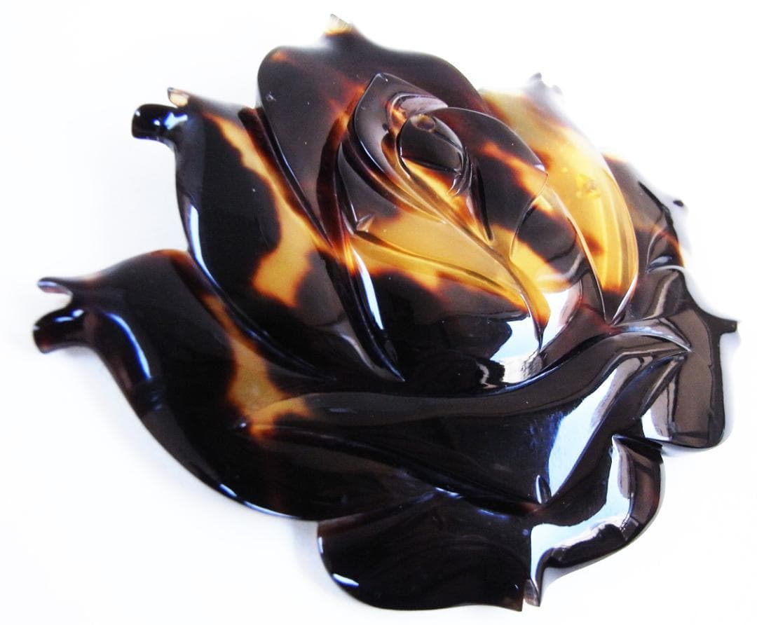 ★鼈甲（べっ甲）無垢・大きな薔薇（バラ）のブローチ★新品★　鼈甲保証★