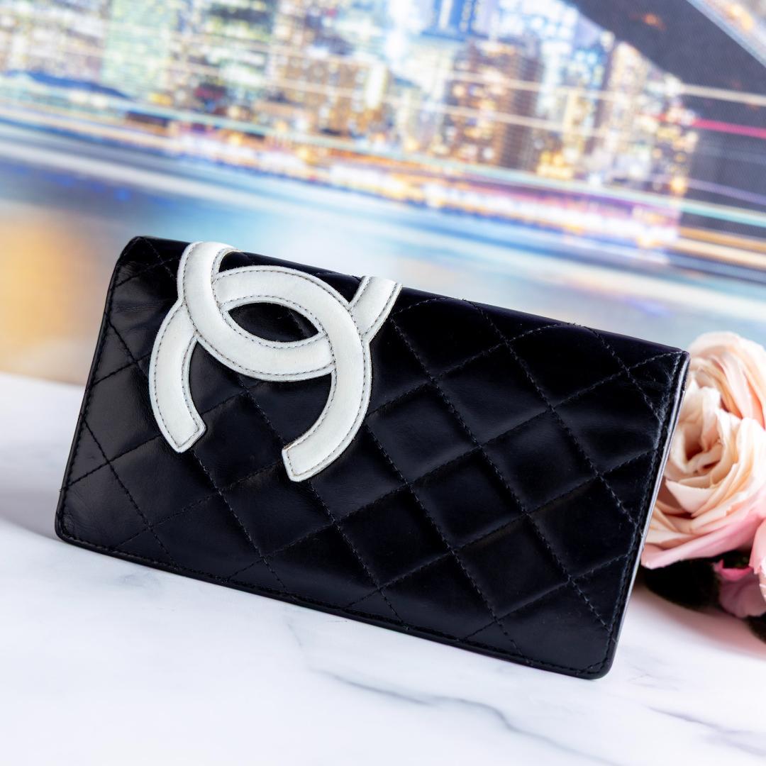 CHANEL シャネル 二つ折り長財布 カンボンライン デカココ
