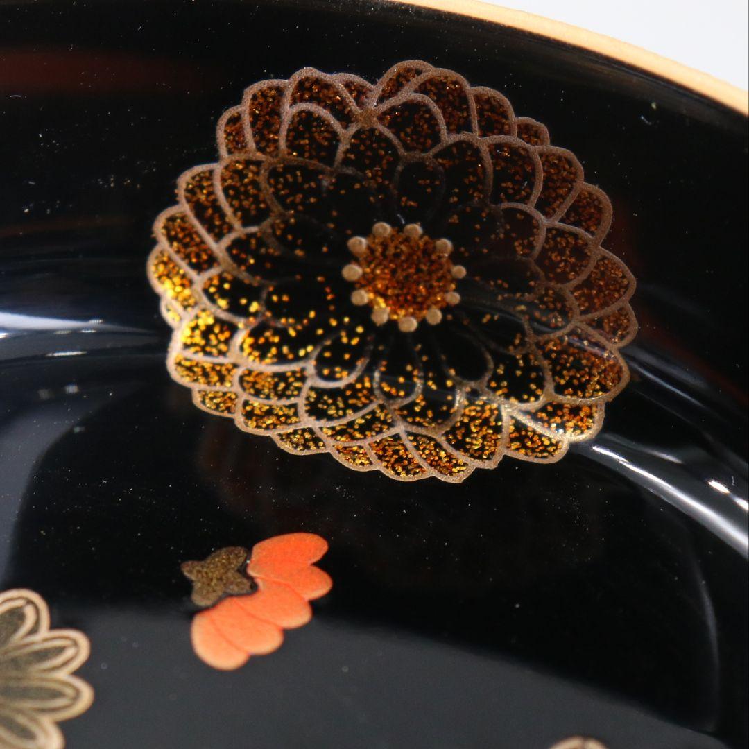 古川治樹作 乾漆 菊蒔絵 大棗 花蒔絵 茶道具 共箱　V948